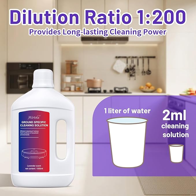Multi-Surface Floor Cleaning Solution Compatible with Dreame Cleaning Solution, Lavender Scent, Deep Clean, Suitable for All Mopping Robot Vacuums and Cordless Wet/Dry Mops (1000 ml)