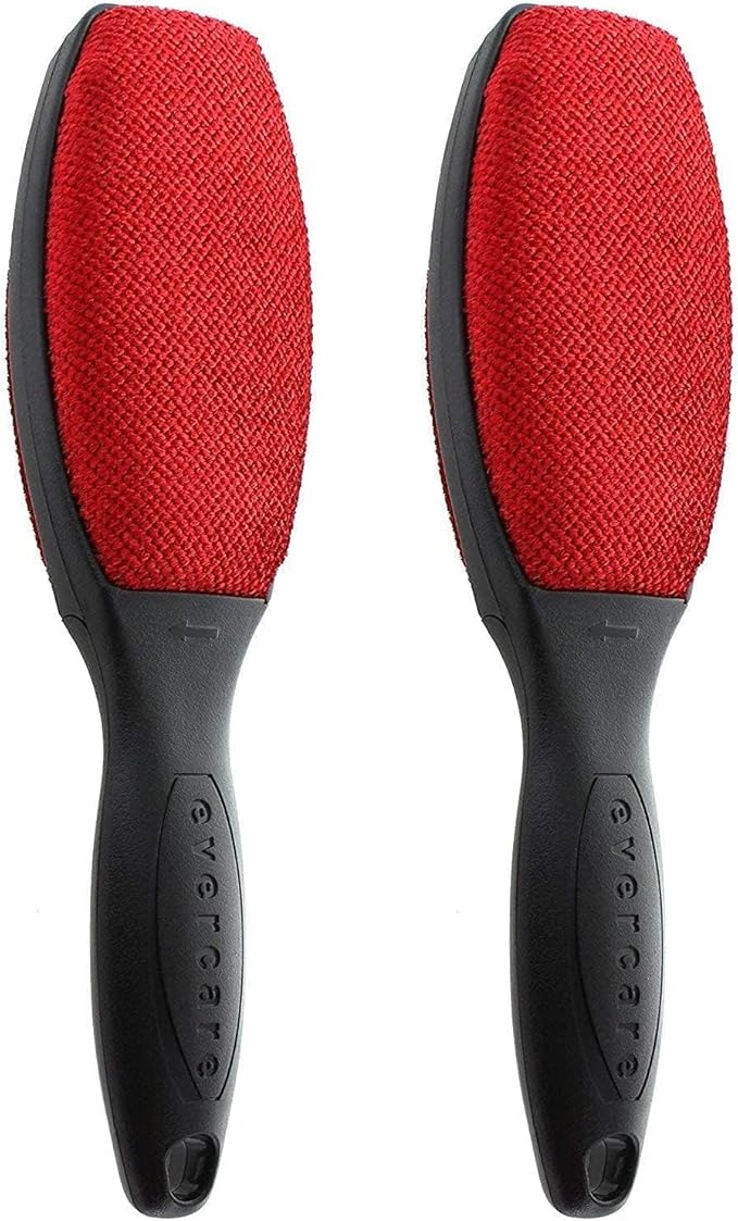 Evercare Magik Double-Sided Lint & Pet Hair Remover - Reusable Lint Cleaner Brush with Comfortable Black Handle - Ideal for Removing Dust, Fuzz, Fur from Clothes & Furniture (2-Piece)