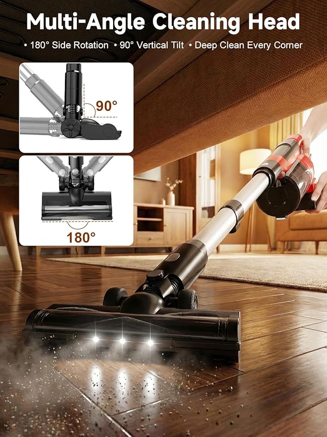 60KPa Cordless Vacuum Cleaner for Home, 700W Brushless Motor Handheld Vacuum, Dual 8000mAh Batteries, Up to 70-Min Runtime, 2L Dust Cup, LED Display, Anti-Tangle for Pet Hair, Carpet & Hardwood Floors