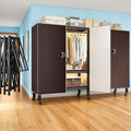 Foldable Portable Armoire Wardrobe Closet for Hanging Clothes Rack, Heavy Duty Covered Clothes Rack with Cover(HARDBOARD Magnetic), Closet Garment Rack for Bedroom Storage (KT Coffee, 70.86in)