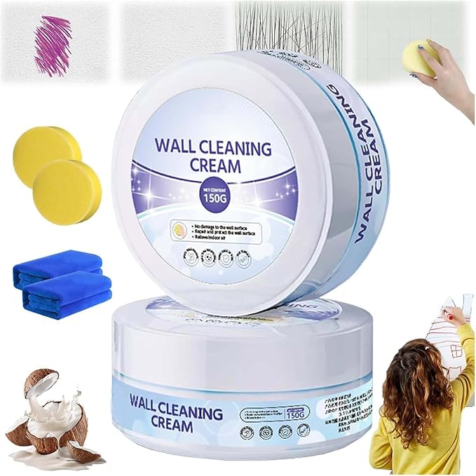 2pcs Multi-Purpose Wall Cleaning & Conditioning Cream, All Purpose Cleaning Paste Kit, Wall Cleaning Cream, Pen Ink Stain Remover from Wall, for Walls Ceiling