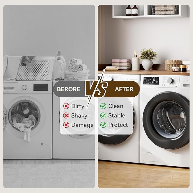 Washer Dryer Countertop, 54.3" x 27.6" Wooden Laundry Countertop with Edge Rails, Washer and Dryer Topper for Laundry Room Organization and Storage
