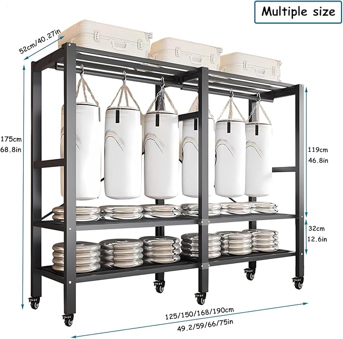 Heavy Duty Covered Clothes Rack with Magnetic Door Foldable Portable Wardrobe Closet for Hanging Clothing Rolling Black Metal Garment Rack on Wheels Closet System (White, 74.7in)