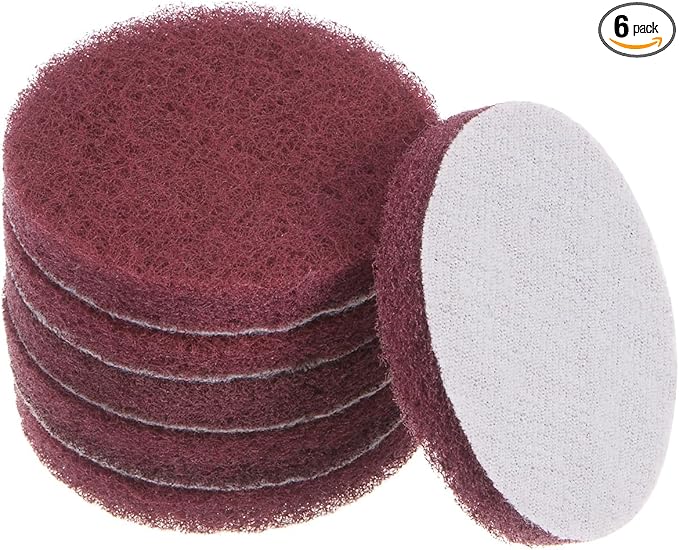 HARFINGTON 6pcs Drill Power Brush 3 inch Tile Scrubber Scouring Pads 320-400 Grit for Bathroom Kitchen Household Cleaning
