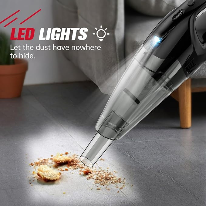 BSRCO 30-Min Runtime Pro Handheld Vacuum Cordless - 1.65lbs Ultra Lightweight, 3-in-1 with LED Light & HEPA Filter, for Car Detailing & Pet Hair (Graphite)