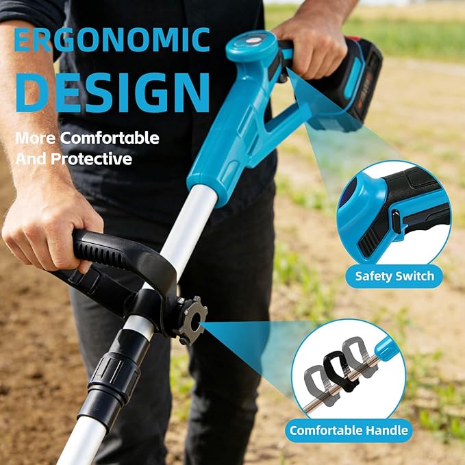 Cordless Tiller Cultivator, Battery Powered Electric Tiller with 360RPM, 48 Steel Tines, 9" Tilling Width, 6.6" Depth, Portable Rotary Tiller for Gardening(2x4.0 Ah Battery & Charge & LCD Display)