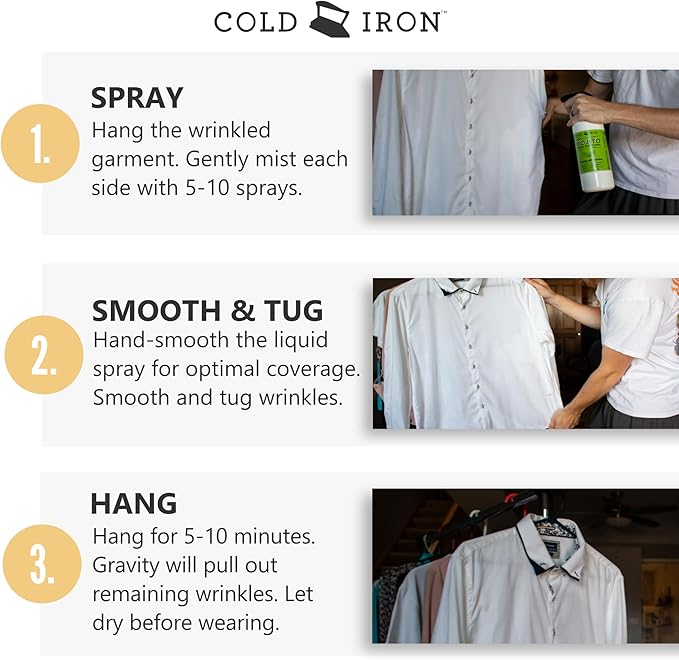 Cold Iron Wrinkle Release Spray for Clothes | 32 fl oz Cosmo Cranberry Citrus & Mojito Citrus Mint Bundle | Plant-Based Ironing Alternative - Variety Pack of 2