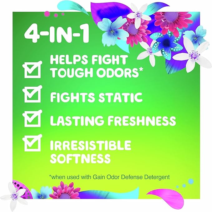 Gain Dryer Sheets Plus Odor Defense, Super Fresh Blast Scent, 240 Count, Helps fight static and odor, laundry sheets