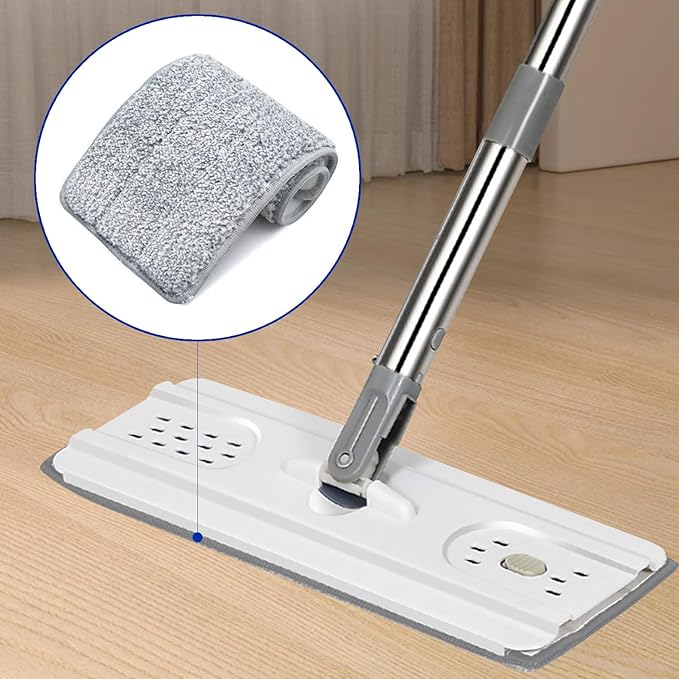 Microfiber Mop Cleaning Pads Flat: 10 Packs 13" X 4.9" Washable Pads for Floor Cleaning Compatible with Tethys & Most 13 Inch Flat Mop - Pads Replacement for Bucket Set