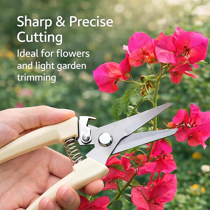 Pruning Shears, Gardening Scissors Garden Shears, Stainless Steel Garden Scissors with Comfortable Grip for Flowers, Herbs & Light Trimming, 1 Pack