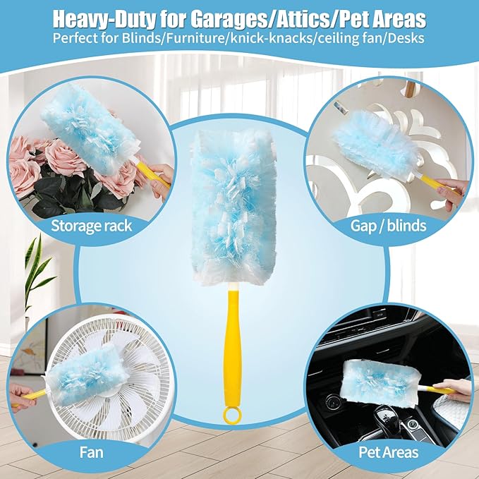 50 Count 360° Heavy Duty Duster Refills Compatible with Swiffer, Larger -Extra Thick Electrostatic Disposable dusters Refill for Electronics, Furniture, Blinds, Ceiling Fans, Unscented