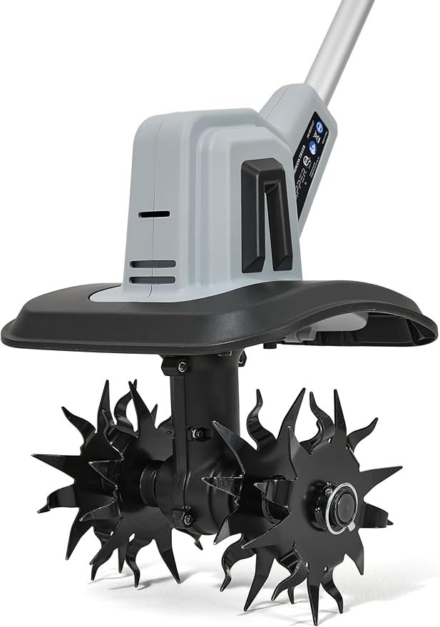 20V Cordless Tiller Cultivator, 360RPM Electric Garden Tiller with 2.0Ah Battery & Charger, 9" Tilling Width, 6.6" Depth, Ideal for Lawn, Garden Beds, and Soil Cultivation
