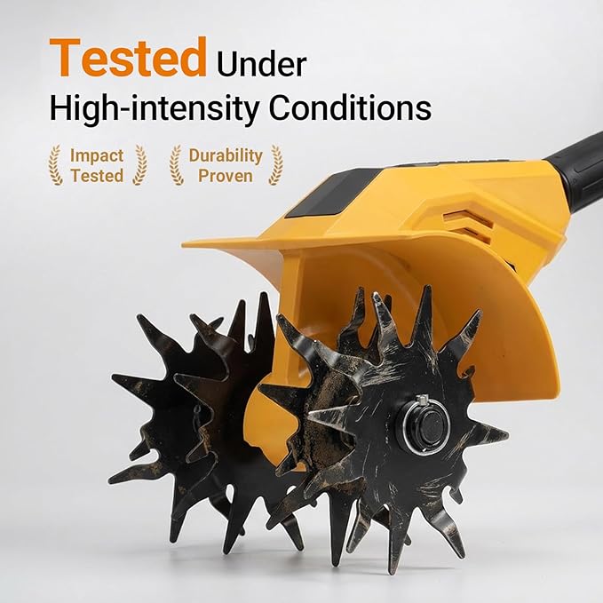 Brushless Cordless Tiller Cultivator Compatible with Dewalt 20V Max Battery(Tool Only), 800W Electric Power Tiller for Gardening, Battery Powered Garden Cultivator Portable Rototiller for Lawn