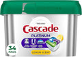 Cascade Platinum Dishwasher Pods, Dishwasher Detergent, Dish Detergent Soap, Lemon, 34 Count