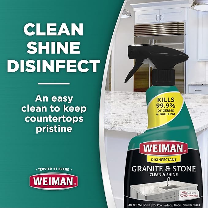 Weiman Granite Cleaner For Granite Marble Soapstone Quartz Quartzite Slate Limestone Corian Laminate Tile Countertop and More, 24 FL Oz