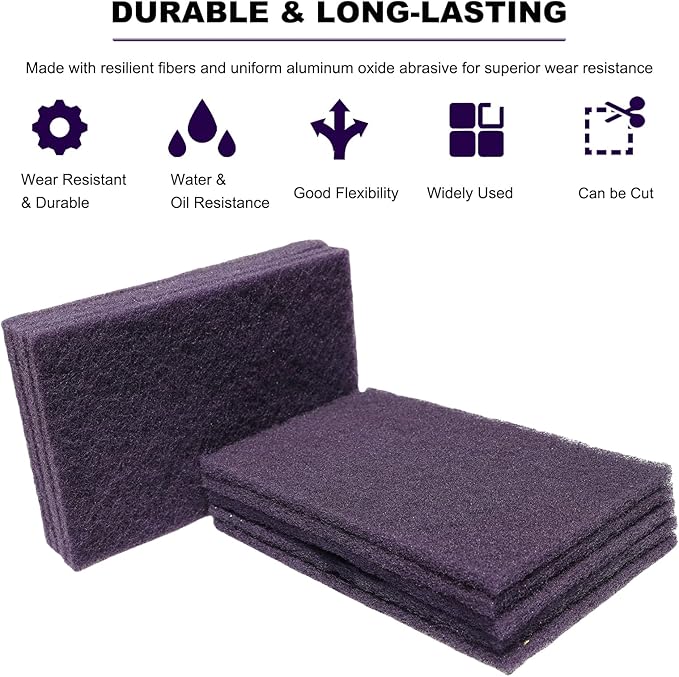 Premium 10 Pack 6" x 9" Purple General Purpose Scuff Pads - Scuffing, Scouring, Sanding, Paint Primer Prep Adhesion Scratch - Surface Preparation Automotive Car Auto Body Woodworking Wood (600 Grit)