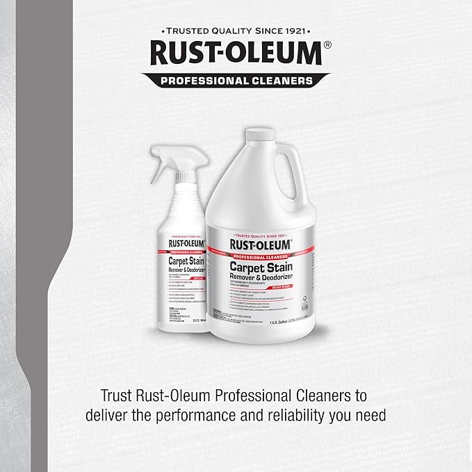 Rust-Oleum Professional Cleaners Carpet Stain Remover & Deodorizer | Trigger Spray 32oz Carafe Bottle | Professional Strength | Ready to Use | 6 Pack
