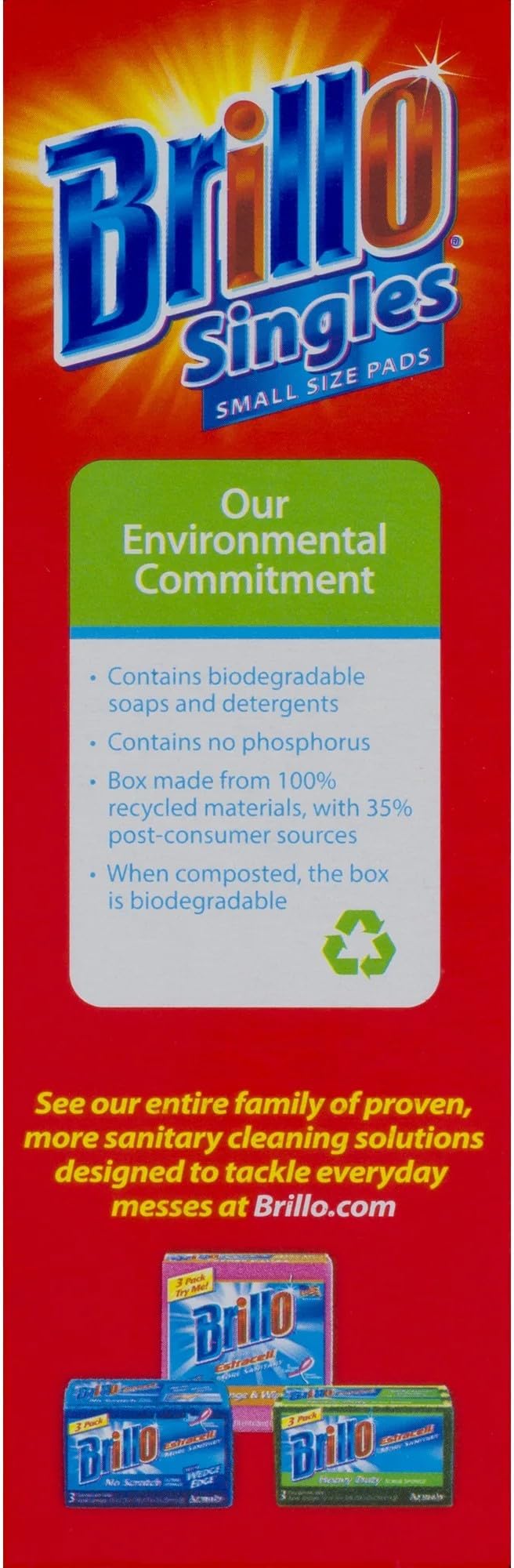 Brillo Single Use Steel Wool Soap Pads, Smaller Size Original Red Scent, 15 Count Pack of 1