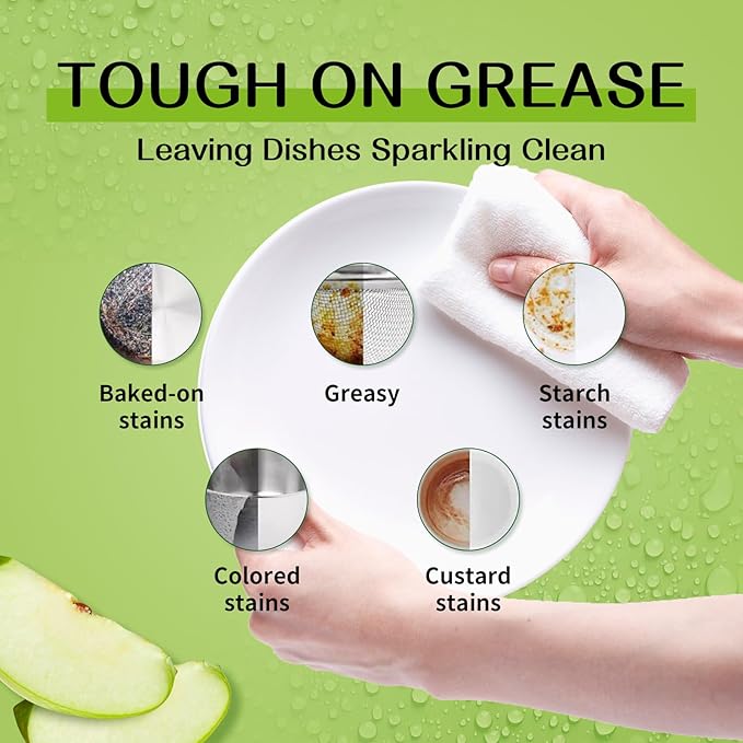 YUCO Dishwasher Detergent Sheets 100 Loads Liquid-Free Dish Soap Cleaner Strips Eco-Friendly No Plastic Dishwasher Pods Detergent Use in Dishwasher or Sink Leaving Dishes Sparkling Clean (Apple)