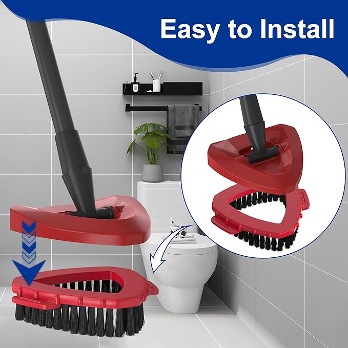 Triangle Scrub Brush Head for 2-Tank Snap-On Spin Mop Systems, Aftermarket Floor Scrubber Replacement with Outward-Angled Nylon Bristles for Corners, Grout & Edges — Hard Floor Deep Cleaning, 1 Pack