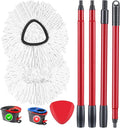 Spin Mop Replacement Head Spin Mop Refills Compatible with O Ceda EasyWring 1-Tank System, 2 Microfiber Spin Mop Head, 1 Triangle Mop Base Head and 4-Section Iron Mop Handle 30-58in for 1 Tank System