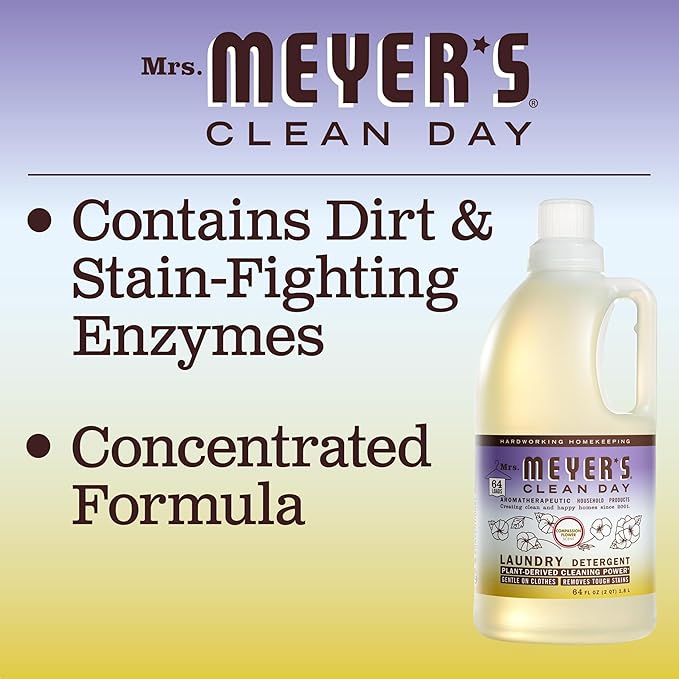 MRS. MEYER'S CLEAN DAY Liquid Laundry Detergent, Infused with Essential Oils, Compassion Flower, 64 oz (64 Loads) (Pack of 4)