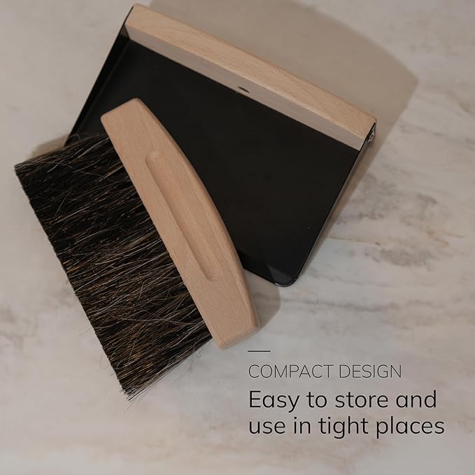 Bamboo Dust Pan & Brush Set, Portable Dustpan & Brush, Perfect For Household Cleaning, Sturdy & Effective Dust Pan, Bamboo Sweeping Brush - Mini