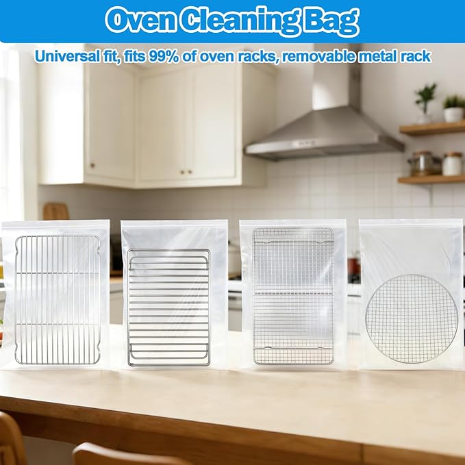 XANGNIER 3 Pack No Scrub Oven Rack Cleaning Bags 23.7*15.7 in,No Cleaner Included,Simple to Use,No Messy Hands Reusable Leakproof Soaking Cleaner Bags for Removable Metal Rack,BBQ Grills,Grill Grate