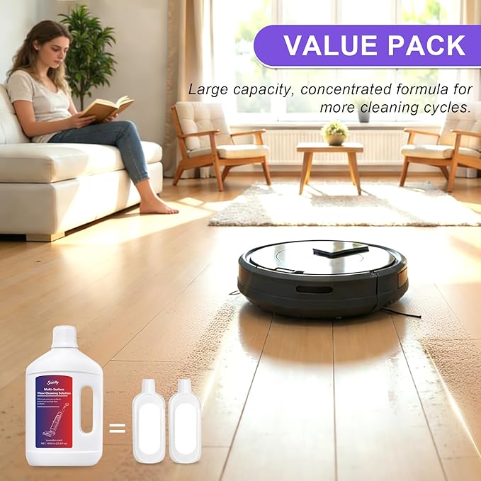 Snowlily Floor Cleaning Solution Compatible with Dreame Wet & Dry Vacuum, No residue & Pet-friendly, Household Floor Cleaners Suitable for Robot Vacuum Cleaners and Floor Mops (33.81 Fl Oz)