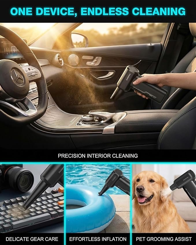 JX007 Electric Air Duster 150000RPM, Rechargeable Cordless Compressed Air Duster & Mini Blower, PC Cleaning Kit, Air Blower, Computer Cleaner for Keyboard, Car, Home, Outdoor