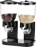 QWORK Double Dry Food Dispenser, 2L Capacity Each, Dry Cereal Grain Dispenser, Keeps Ingredients Fresh