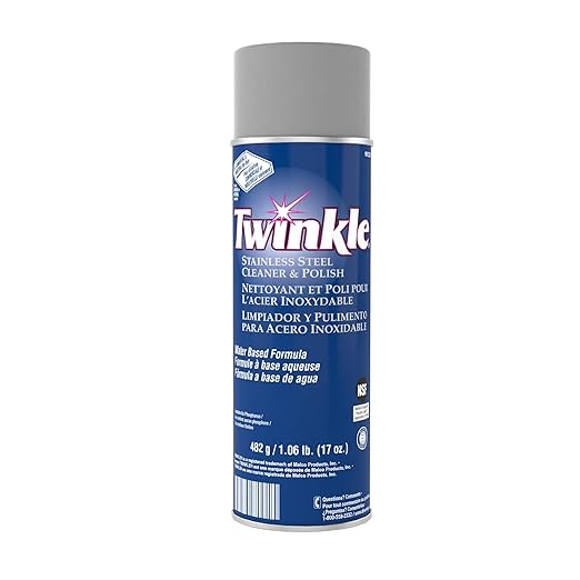 Diversey 991224 Twinkle Stainless Steel Cleaner & Polish, Removes Tarnish from Brass, Aluminum & Chrome, Lemon Scent, Aerosol Spray, 17-Ounce (Pack of 12)