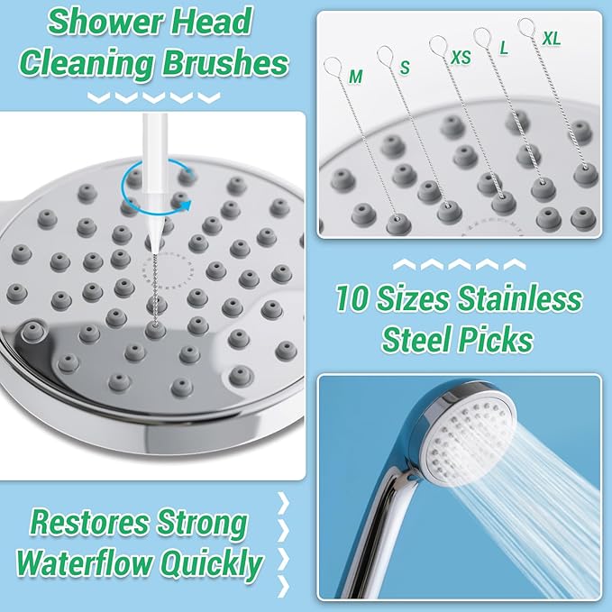 70-in-1 Shower Head Cleaner Kit - 50 Micro Brushes + 20 Steel Picks for Clogged Nozzles, Stanley Cups, 3D Printers, Faucets -Each Tools Storage Case, Tiny Hole Unclogging Tool