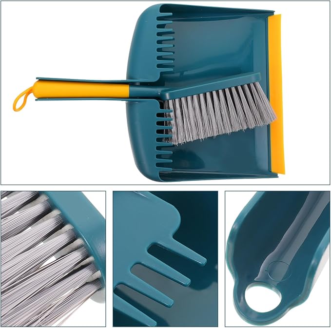 Small Broom and Dustpan Set for Home Cleaning, Handheld Kitchen Sweeping Tool with Compact Dustpan, Lightweight Cleaning Accessory for Living Room and Desktop Use