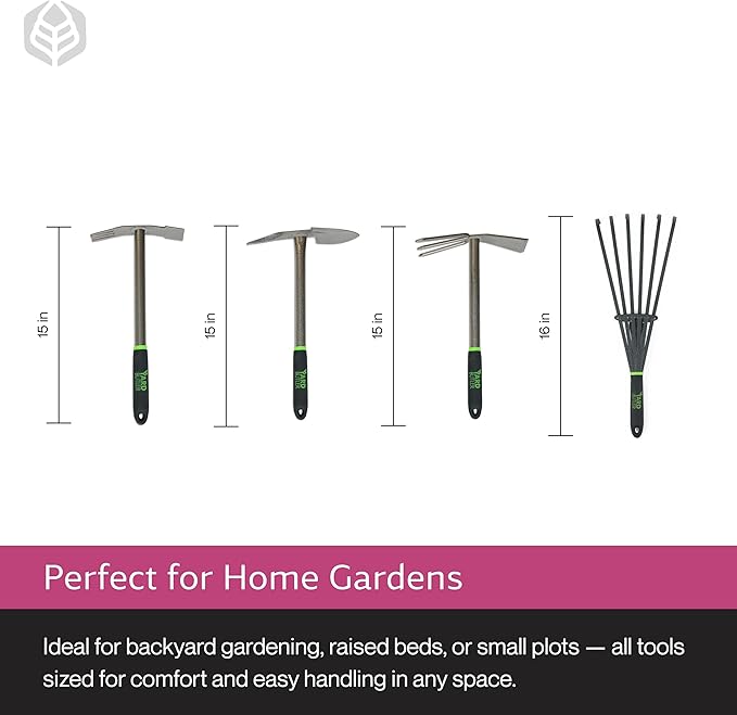 Yard Butler Terra Tuff Hand Tool Bundle, ITT-4B - Essential Gardening Tool for Yardwork - Power-Coated Steel Construction - Comfortable Grip - Long-Lasting - Rust-Resistant