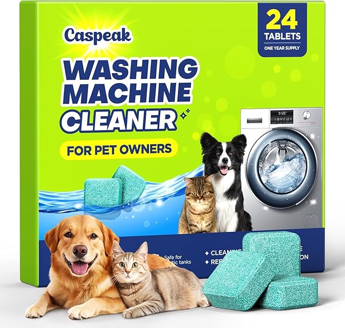 Deep Cleaning Washing Machine Cleaner Tablets, No More Odor & Pet Fur Washing Machine Cleaning Tablets, Washer Cleaner For HE Top Front Load, Septic Safe, 24 Counts/1 Year Supply