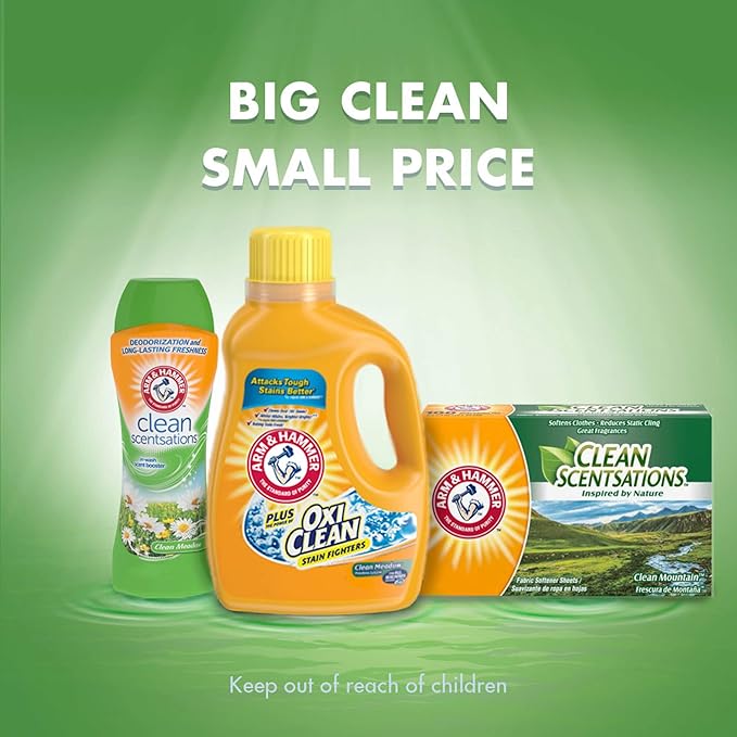 ARM & HAMMER Clean Scentsations In-Wash Scent Booster,Laundry Scent Booster Clean Meadow-scent,24 Oz,(Pack of 2)