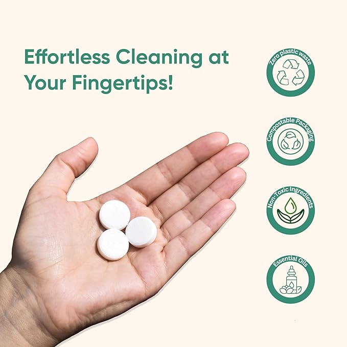 Green Llama Eco-Friendly Cleaning Refill Tablets Variety Pack - Multi-Surface, Glass & Bathroom Cleaners with Natural Essential Oils in Compostable Packaging, Biodegradable, Family & Pet Safe