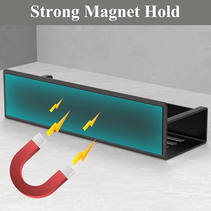 Magnetic Water Bottle Holder for Refrigerator, Cup Holder Organizer for Stanley and Tumbler for Kitchen, 4 Pack, Black