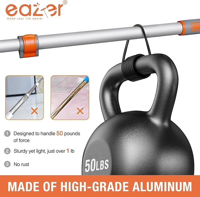 Eazer Floor Squeegee Broom: Heavy Duty Scrubber with Extendable 60'' Aluminum Pole and Rubber Blade for Kitchen, Swimming Pool, Concrete Floors,Shower,Tiles,Garages,Windows,Glass,Pet Hair Removal