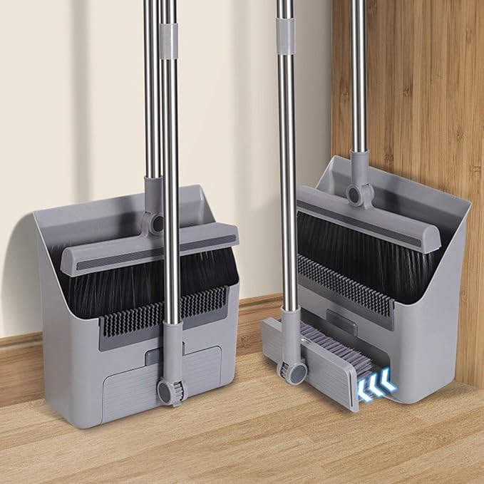 3 in 1 Broom and Dustpan Set Foldable Hand Broom for Home & Kitchen with Rotatable Standing Storage, Cleaning Brush, Buckle Type Brooms with Dustpan Combo Set Outdoor Brooms Cleaning Tool