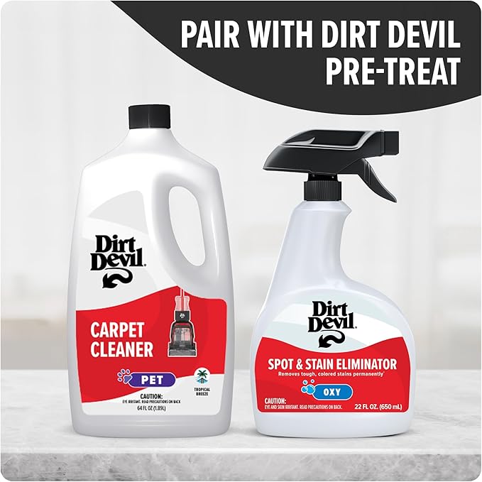 Dirt Devil Pet Carpet Cleaner Solution, 64 oz., Tropical Breeze Scent, Carpet Shampoo Solution, Eliminates Pet Stains and Odors, Pair with Dirt Devil Full Size Carpet Cleaner Machines