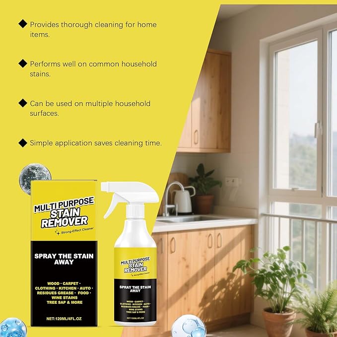 2PCS Power Spray, Multi Purpose Stain Remover, Multi Purpose Cleaning Spray, All Purpose Cleaner Spray for Kitchen, Bathroom, Floors, Car