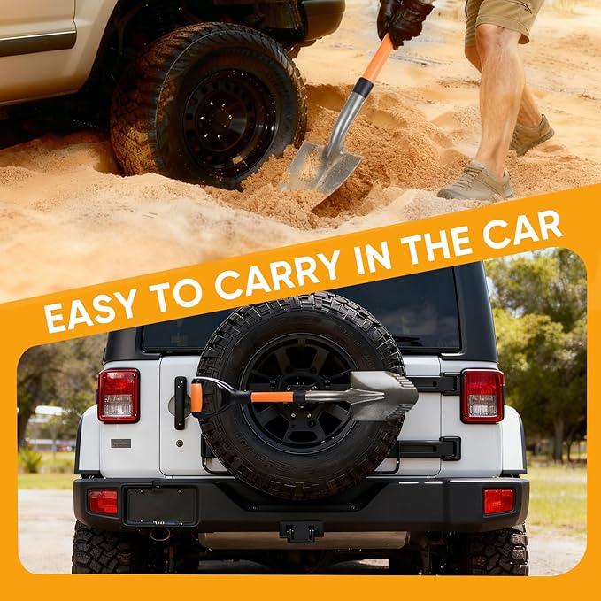 28 inches，Small Shovel Garden Shovel for Digging with Trenching Blade and D-Handle,Short Handled Round Shovel Survival Shovel for Car， Perfect for Digging Soil, Dirt, and Gravel.