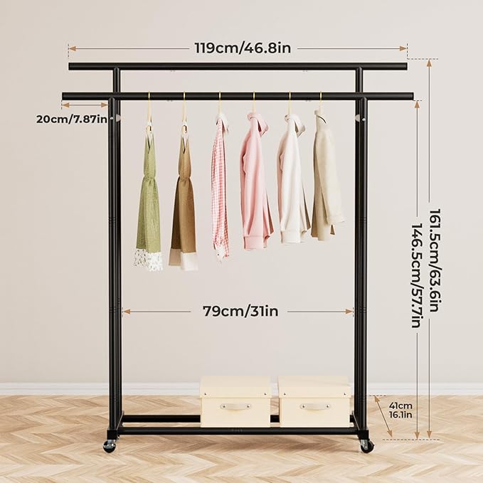 Abiglifty Double Rods Clothes Rack