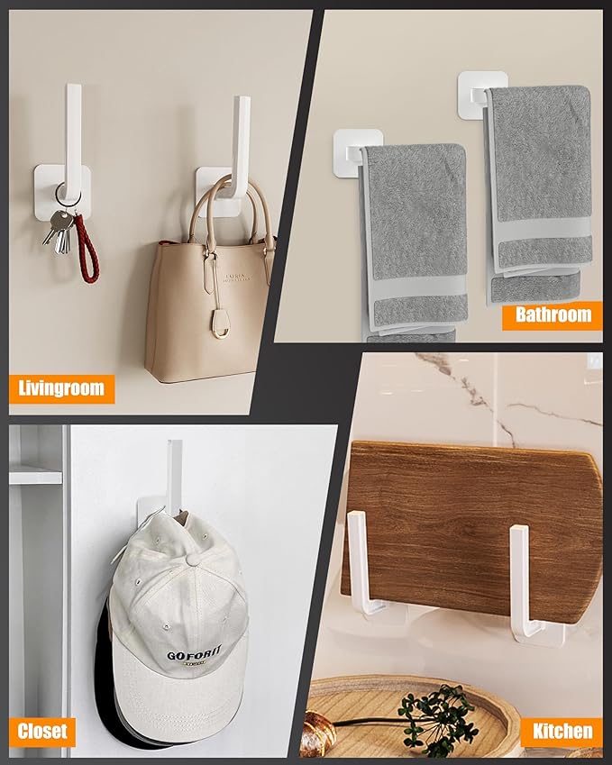 Hat Rack for Hat Storage (12-Pack), Multi-Purpose Hat Organizer, Strong Adhesive Hat Hooks for Wall Hat Organizer for Baseball Caps, Two Mounting Options Hat Hook, White
