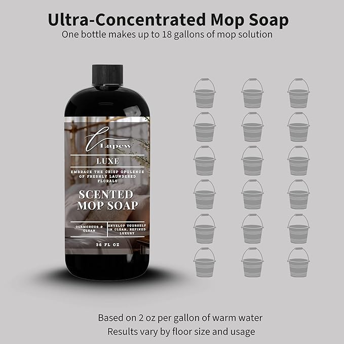 Lapew Luxe Scented Mop Soap - Luxury Floor Cleaner Concentrate for Mopping Tile, Laminate, Vinyl & Hardwood | Streak-Free, Low-Foam | 36 oz