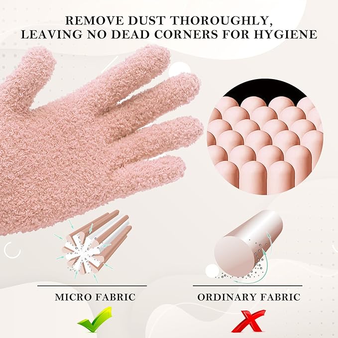 Evridwear Microfiber Gloves for Plant Dusting,Reusable Leaf Cleaning Glove for Houseplants,Blinds,Furniture and Small Objects