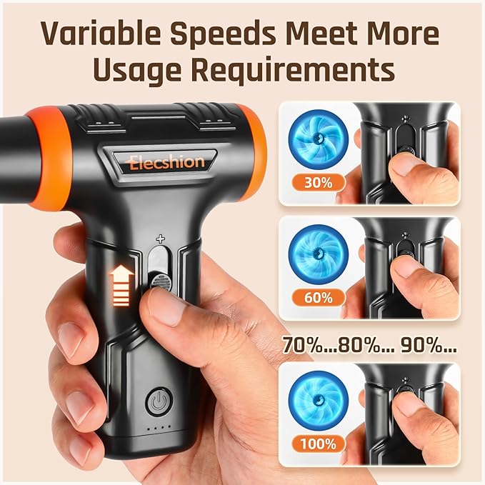 Compressed Air - Electric Air Duster, 50 mph 110000RPM Super Power Compressed Air Duster for PC/Computer/Blaster/Keyboard/Home, Variable Speed Cordless Canned Air Mini Dust Blower Quick Dusting