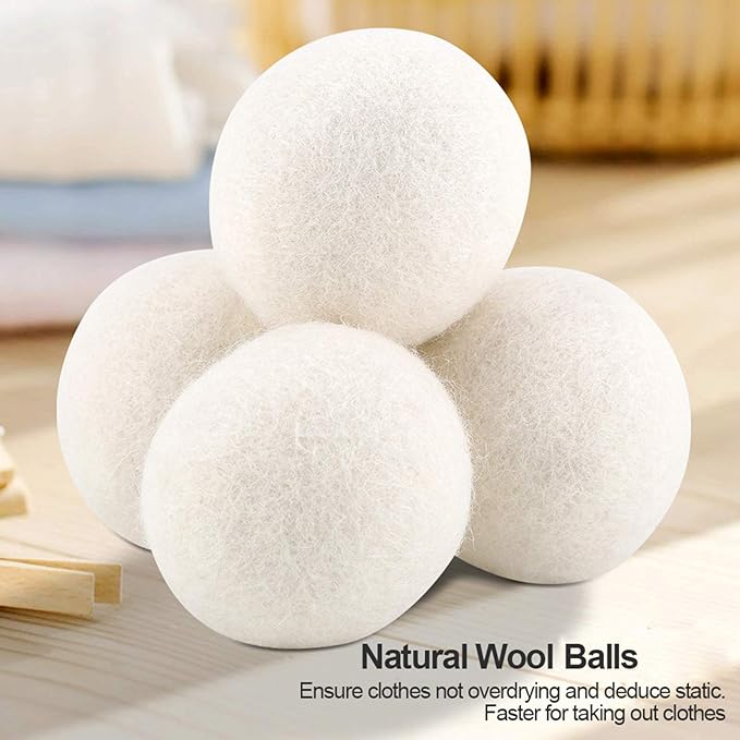 6Pcs 6cm Wool Balls Water Absorption Eliminates Static Laundry Replacement with Softener Balls Made from Materials for Clothes Drying Wool Fabric Softener Saves Money